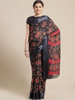 Sareemall - Grey Festive Cotton Silk Printed Saree With Unstitched Blouse