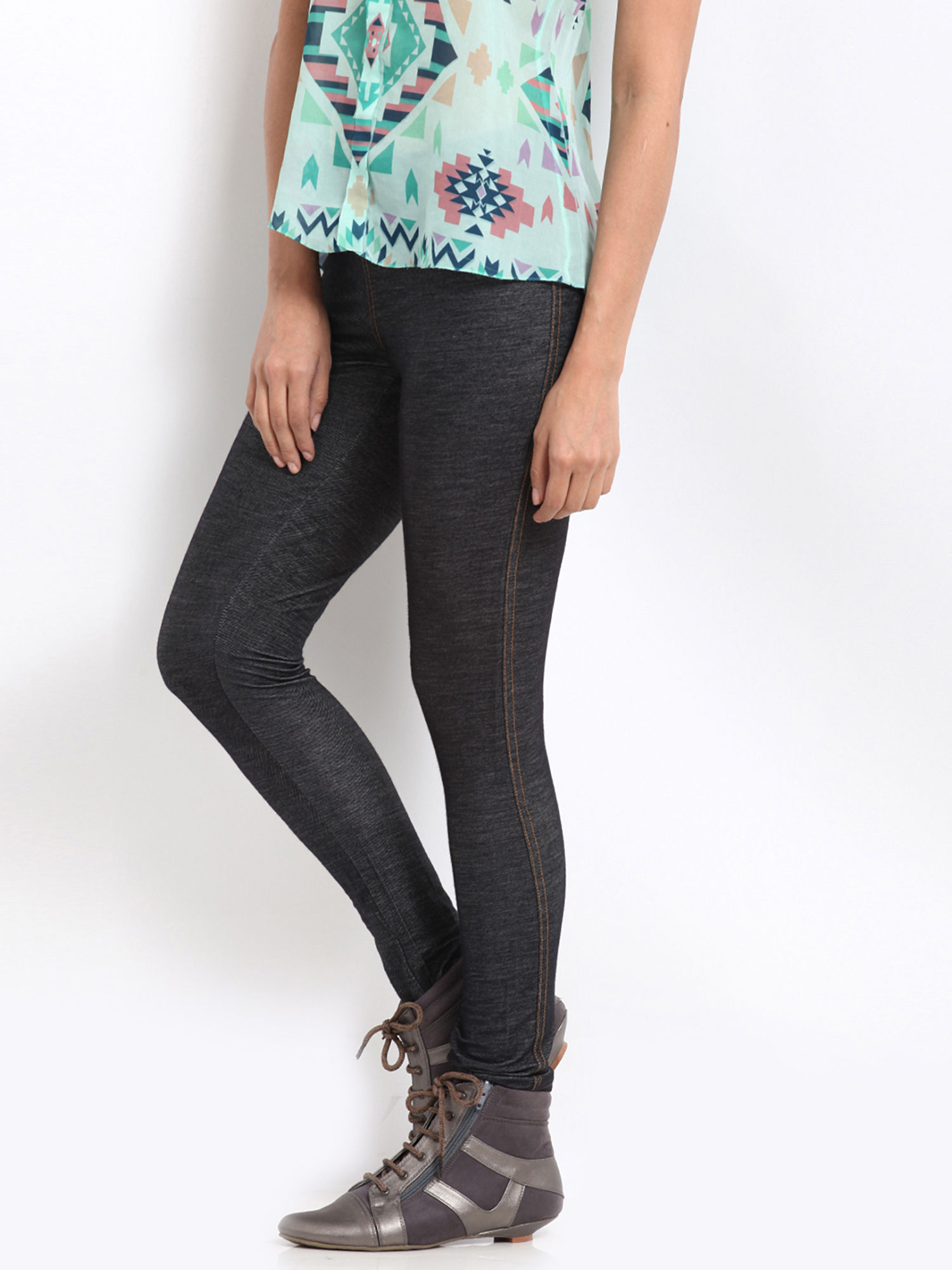 Go Colors Black Jeggings Knit 