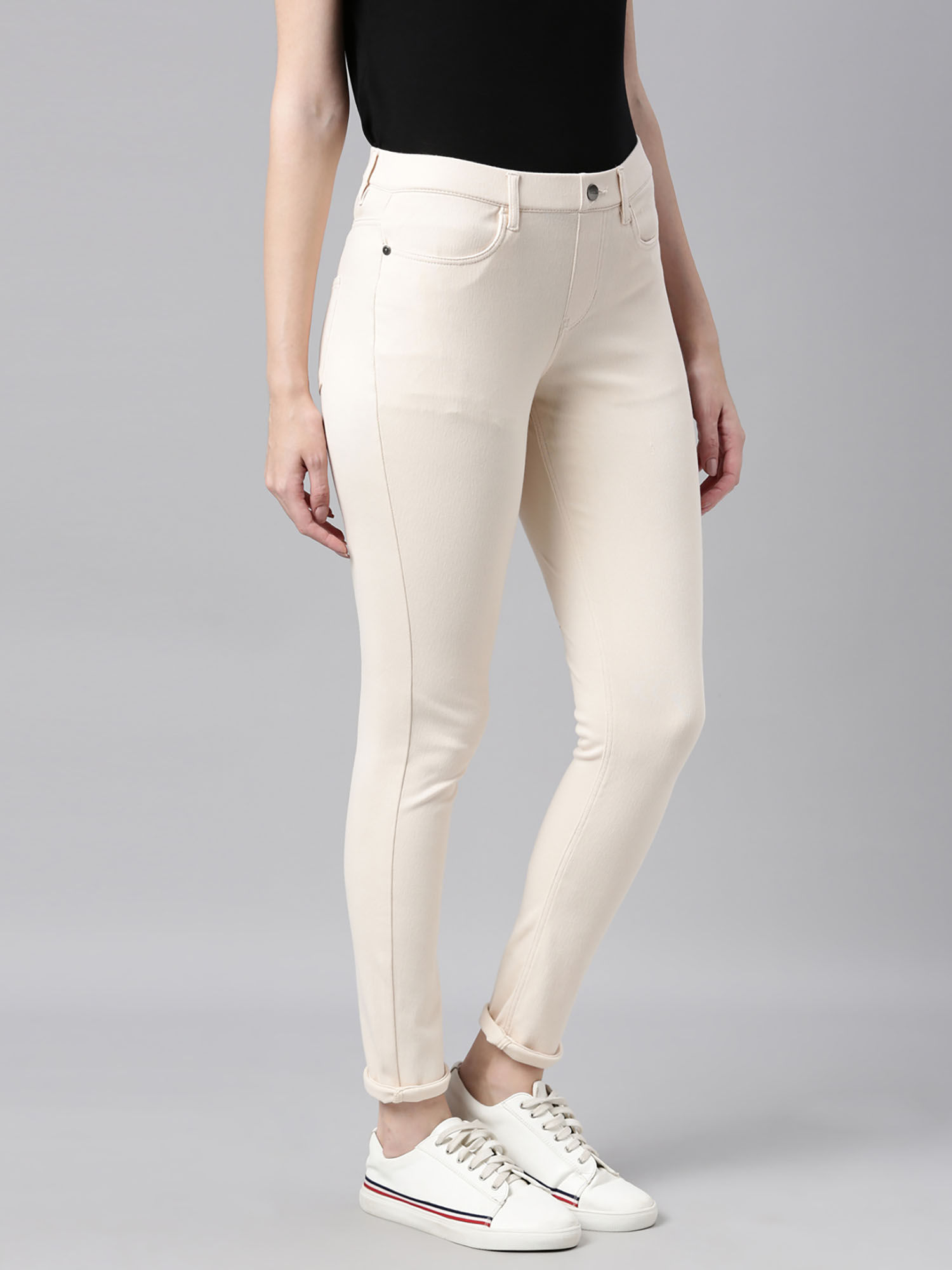 Buy Go Colors Women Ecru Solid Super 