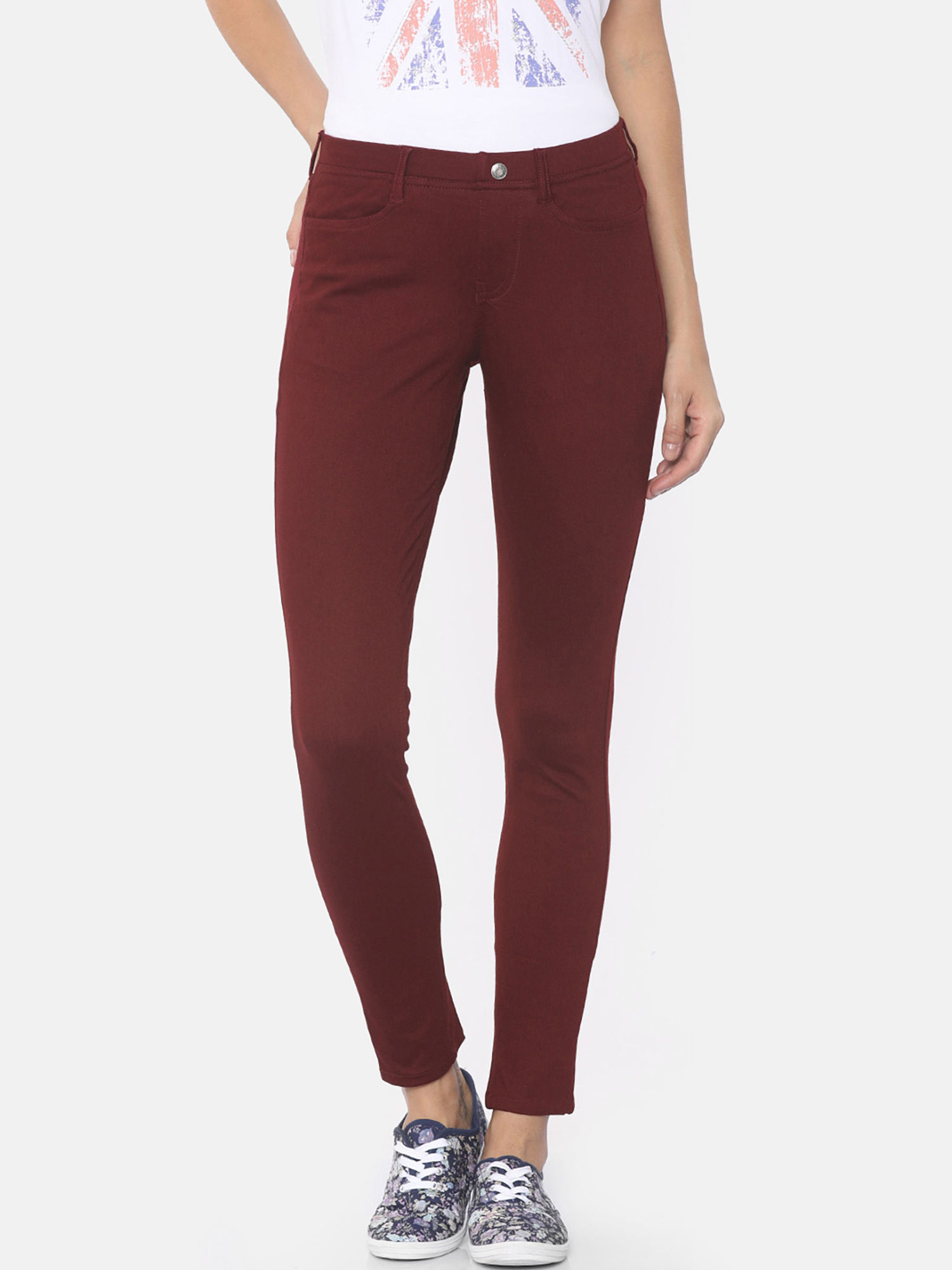 Go Colors Maroon Jeggings 360ᵒ Super 