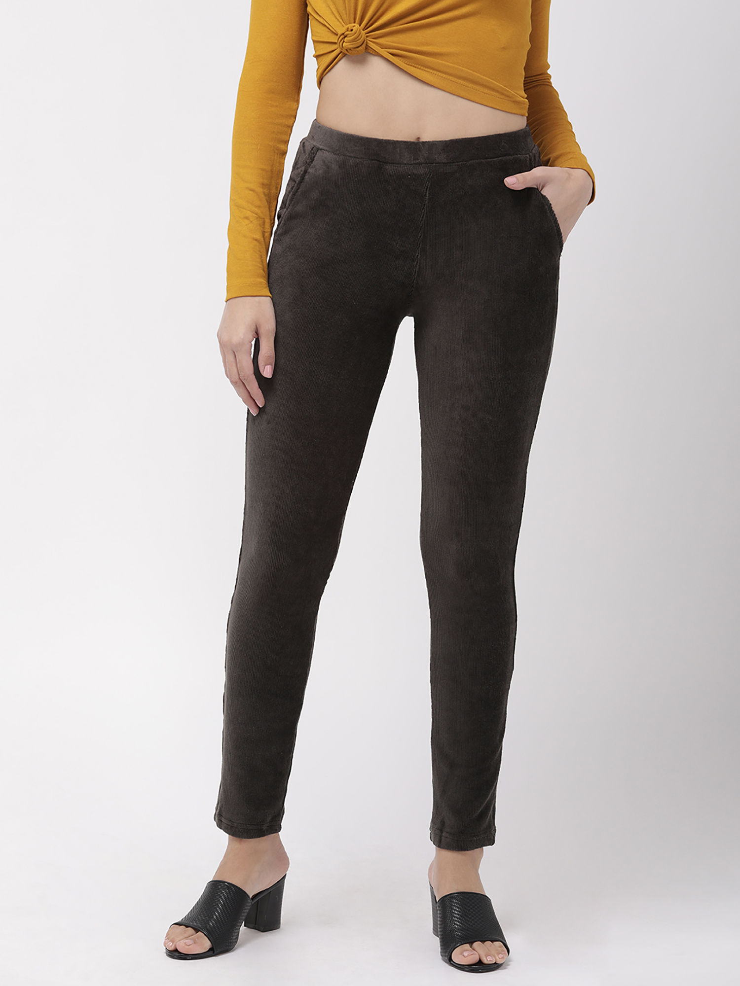 Buy Go Colors Black Corduroy Jegging 