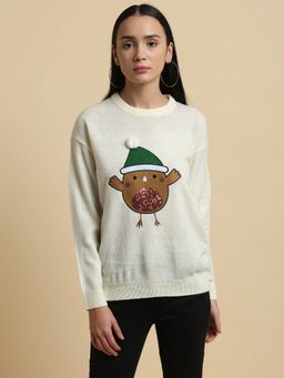 Bravesoul - Cream Acrylic Sweaters For Ladies