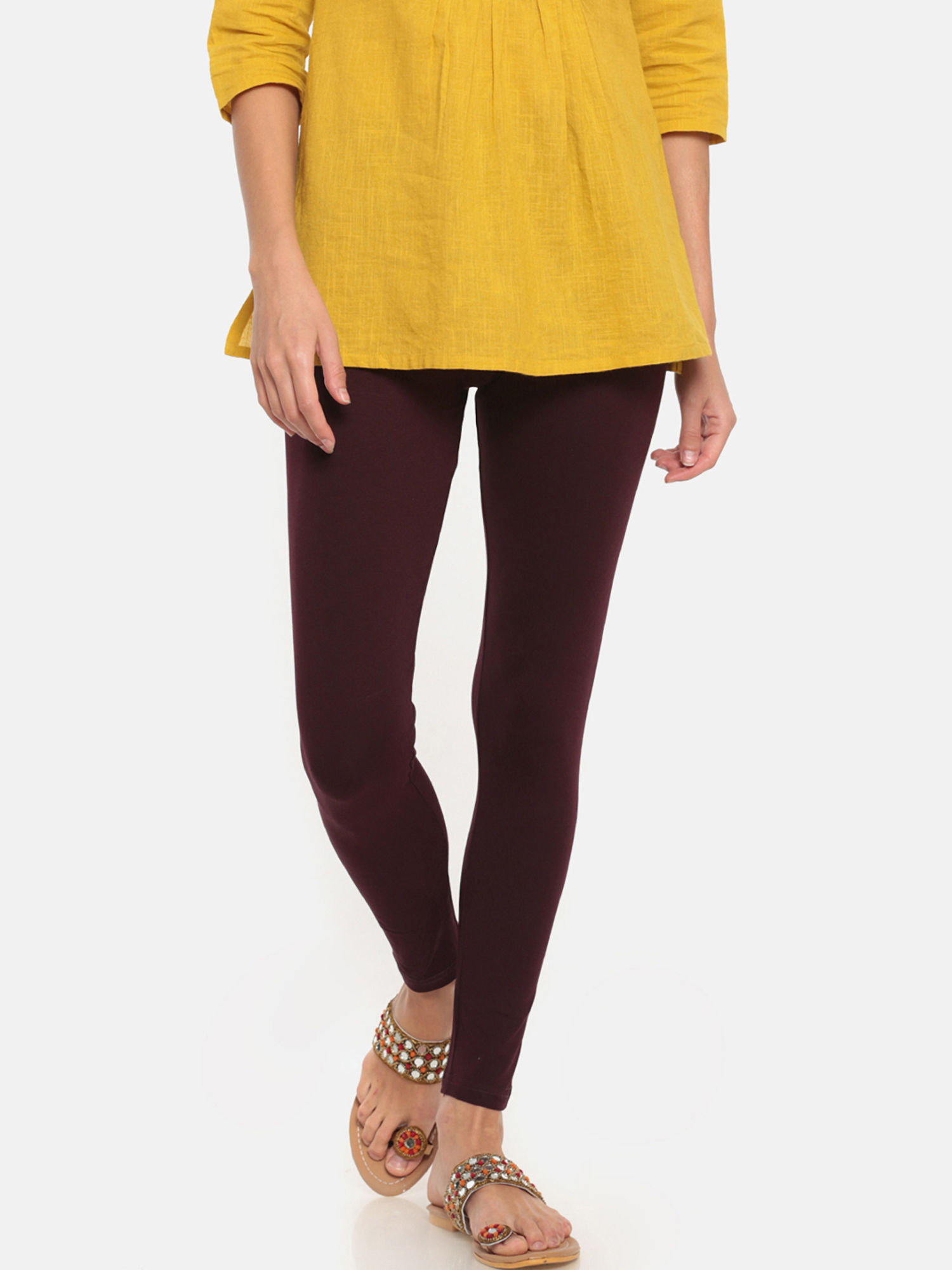 Go Colors Dark Wine Leggings 