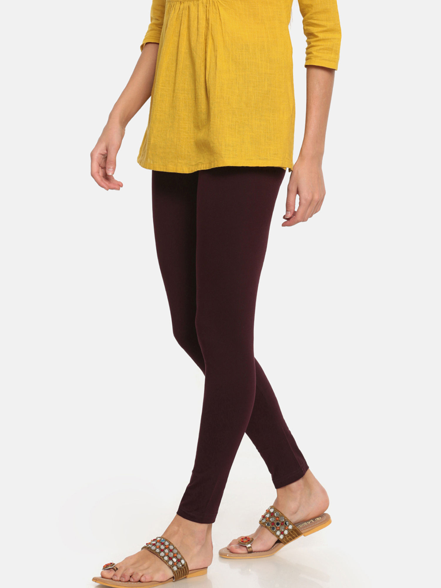 Go Colors Dark Wine Leggings 