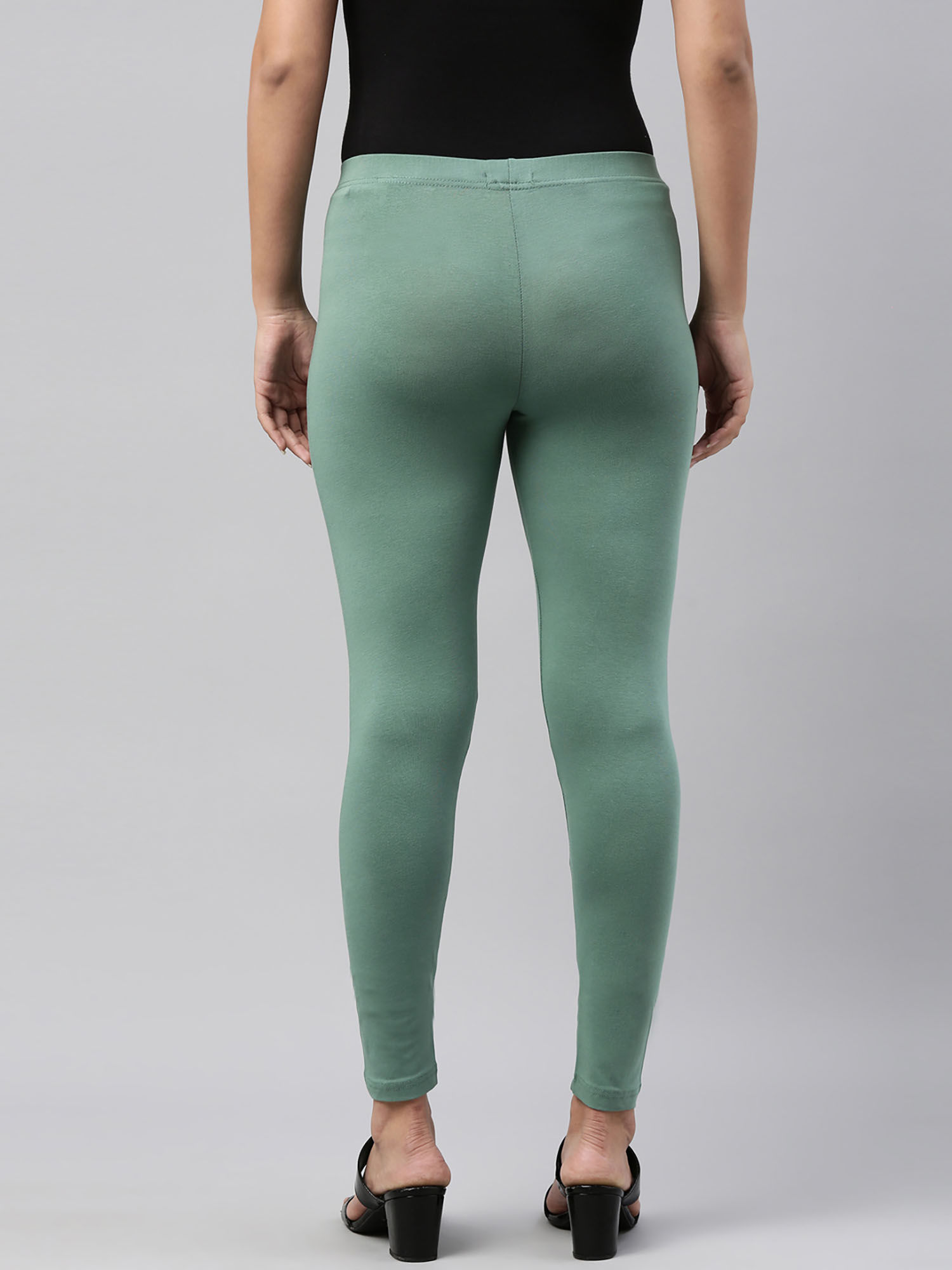 Green Viscose Ankle Length Leggings 