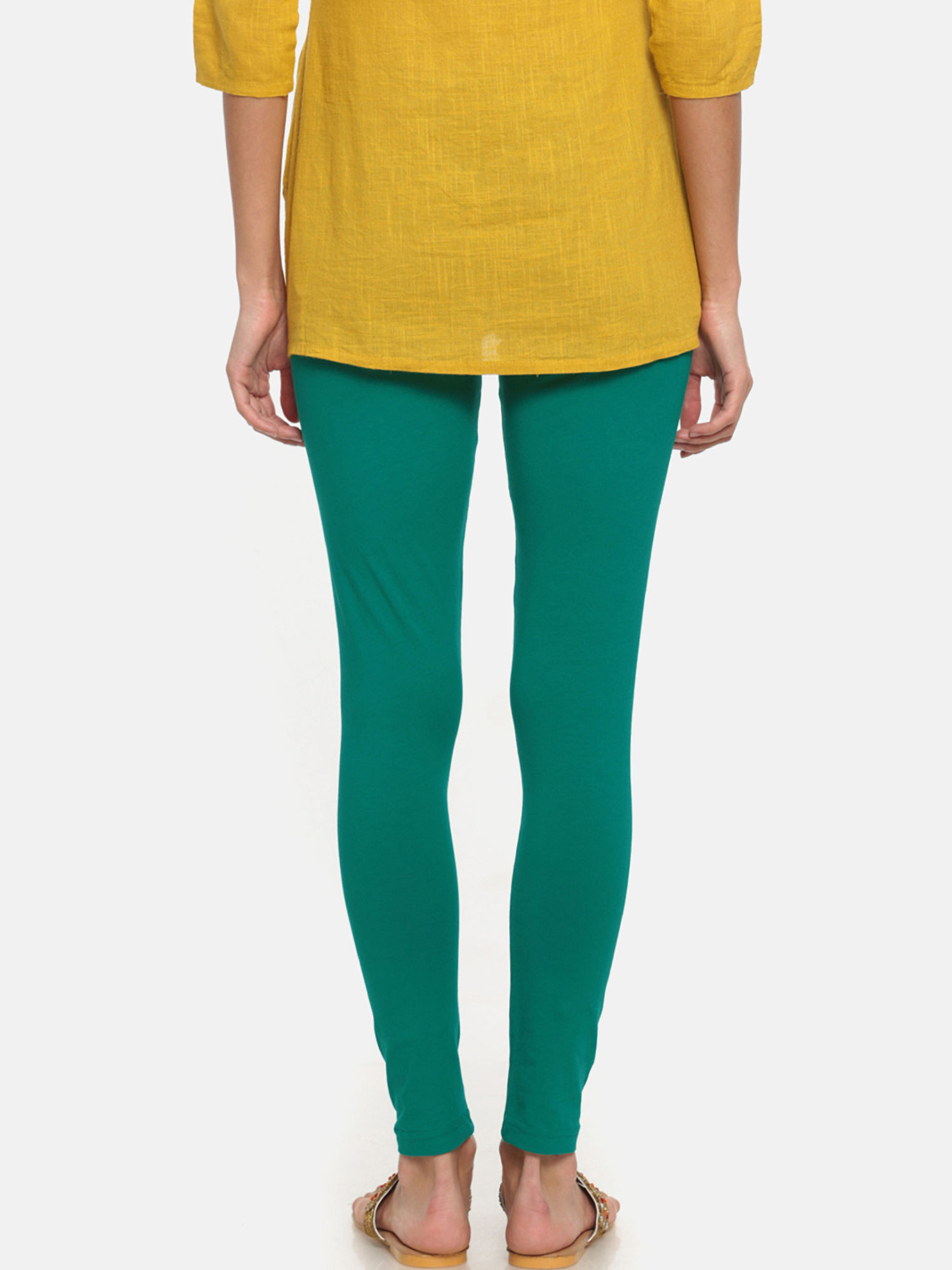 Go Colors Peacock Green Leggings Online 