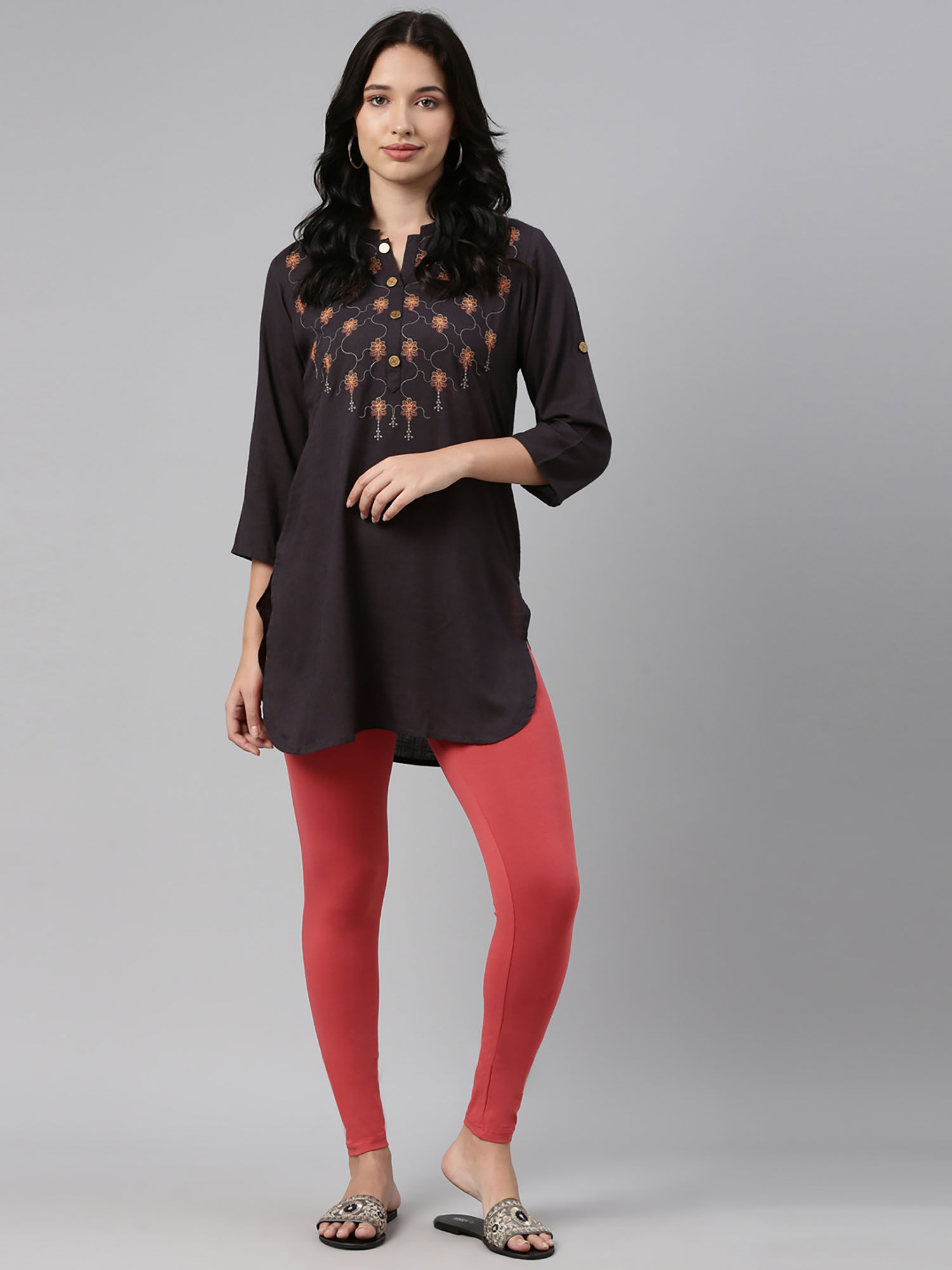 Buy Go Colors Women Solid Red Viscose 