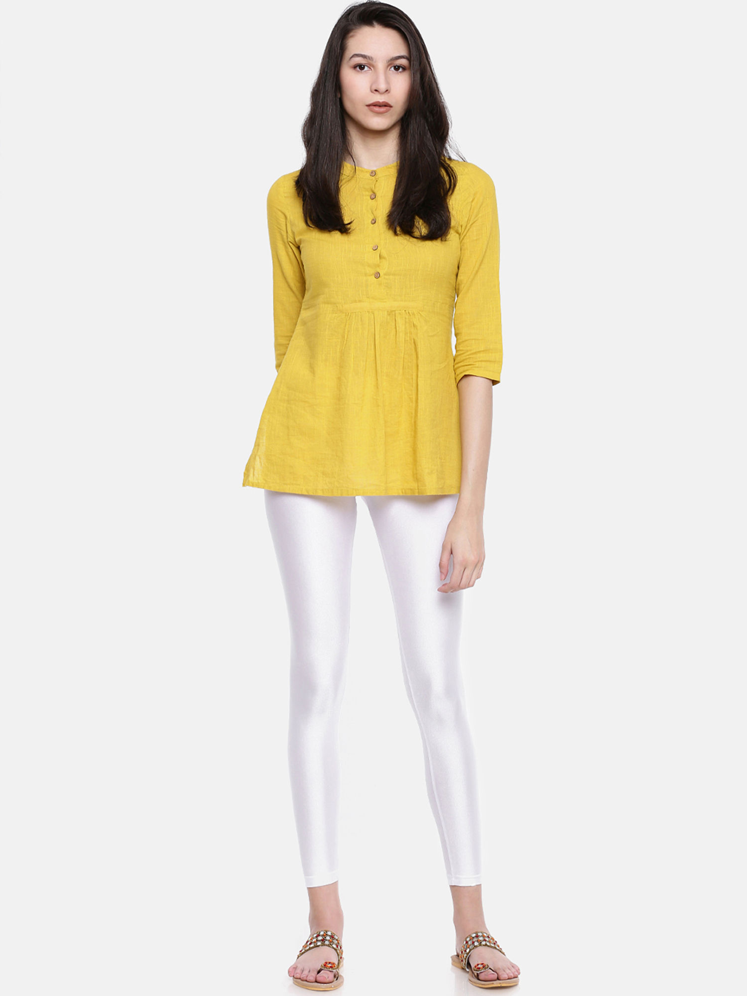 Go Colors White Shimmer Leggings Online 