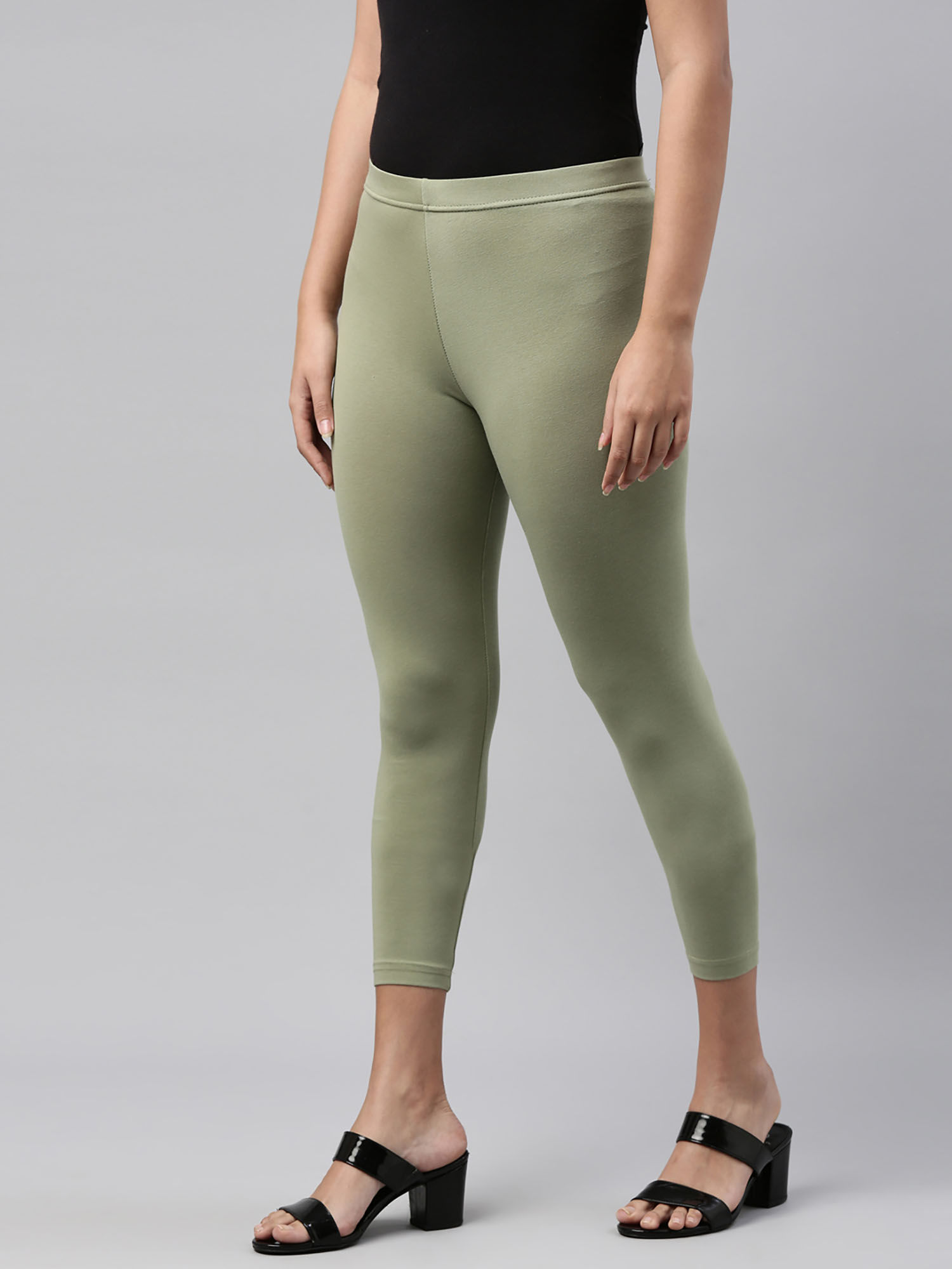 Dusty Green Cotton Churidar Leggings 