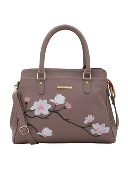 Lapis O Lupo - Taupe Flower Embroidery Handbag