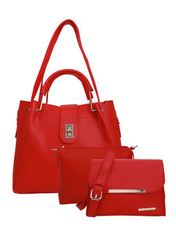 Lapis O Lupo - Red Handbag Sling Bag And Pouch (Set Of 3)