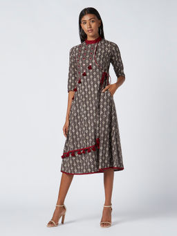 Okhai - Magical Grey Raindrops Mirror Work Dress