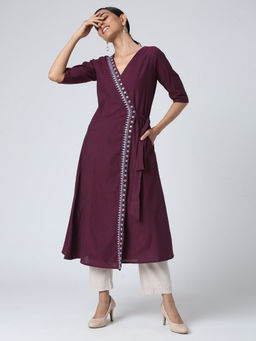 Okhai - Purple 'Arzoo' Pure Cotton Wrap Dress