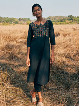 Okhai - Mystery Hand Embroidered Mirror Work Pure Cotton Kurta