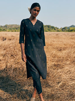 Okhai - Spirit Hand Embroidered Mirror Work Pure Cotton Long Kurta