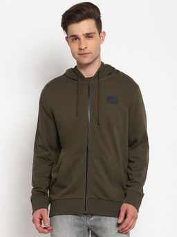 Lee - Olive Solid Regular Fit Hoodie