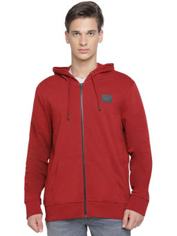 Lee - Red Solid Regular Fit Hoodie