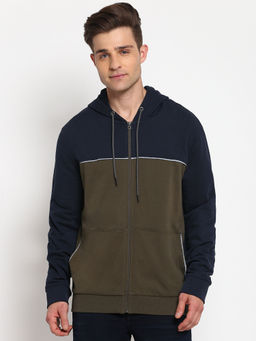 Lee - Navy Blue Colorblock Regular Fit Hoodie