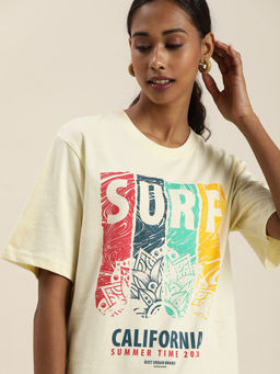 DILLINGER - Cream Typographic Oversized T-Shirt