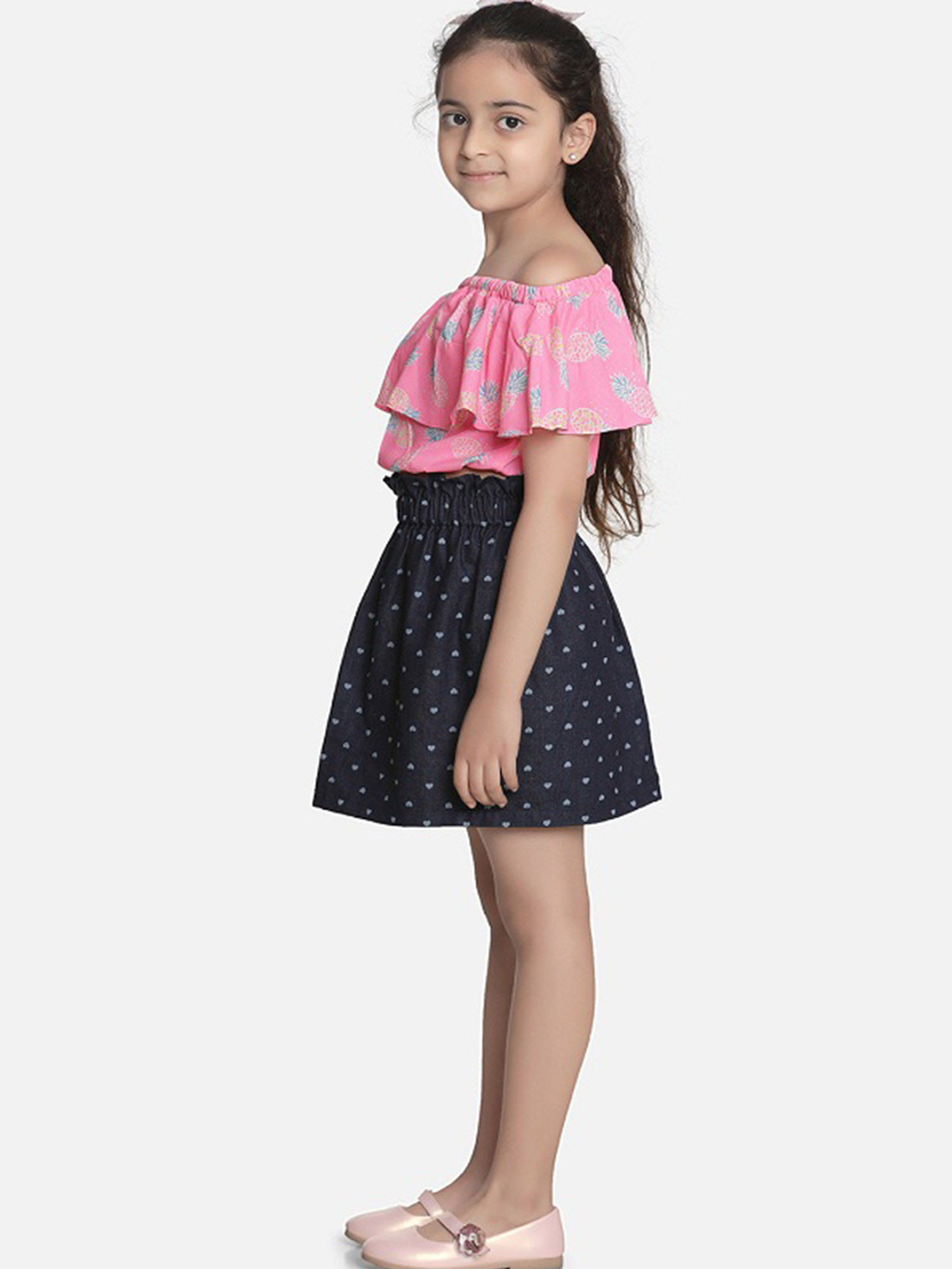 Lilpicks Pineapple Neon Pink Frilly Top 