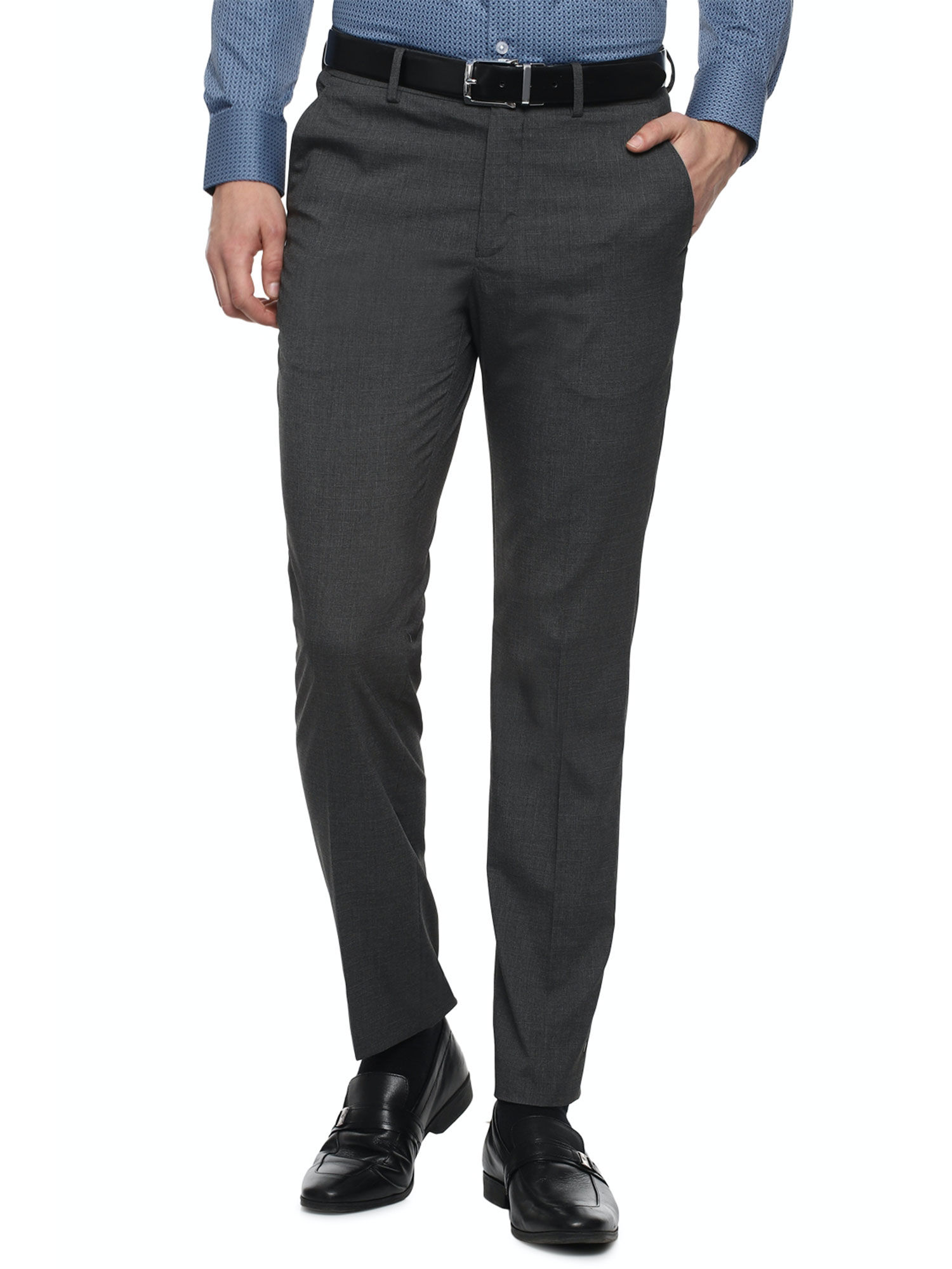 Buy Louis Philippe Grey Formal Trouser 