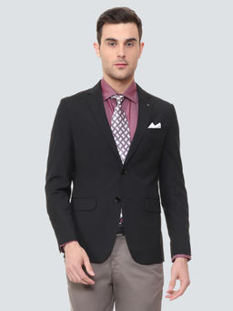 Louis Philippe - Permapress Black Self Designed Blazers