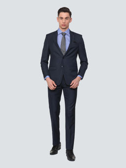 Louis Philippe - Navy Blue Self Designed Two Piece Suit