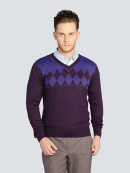 Louis Philippe - Purple Printed Sweater