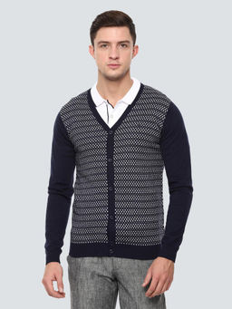 Louis Philippe - Navy Blue Printed Sweater