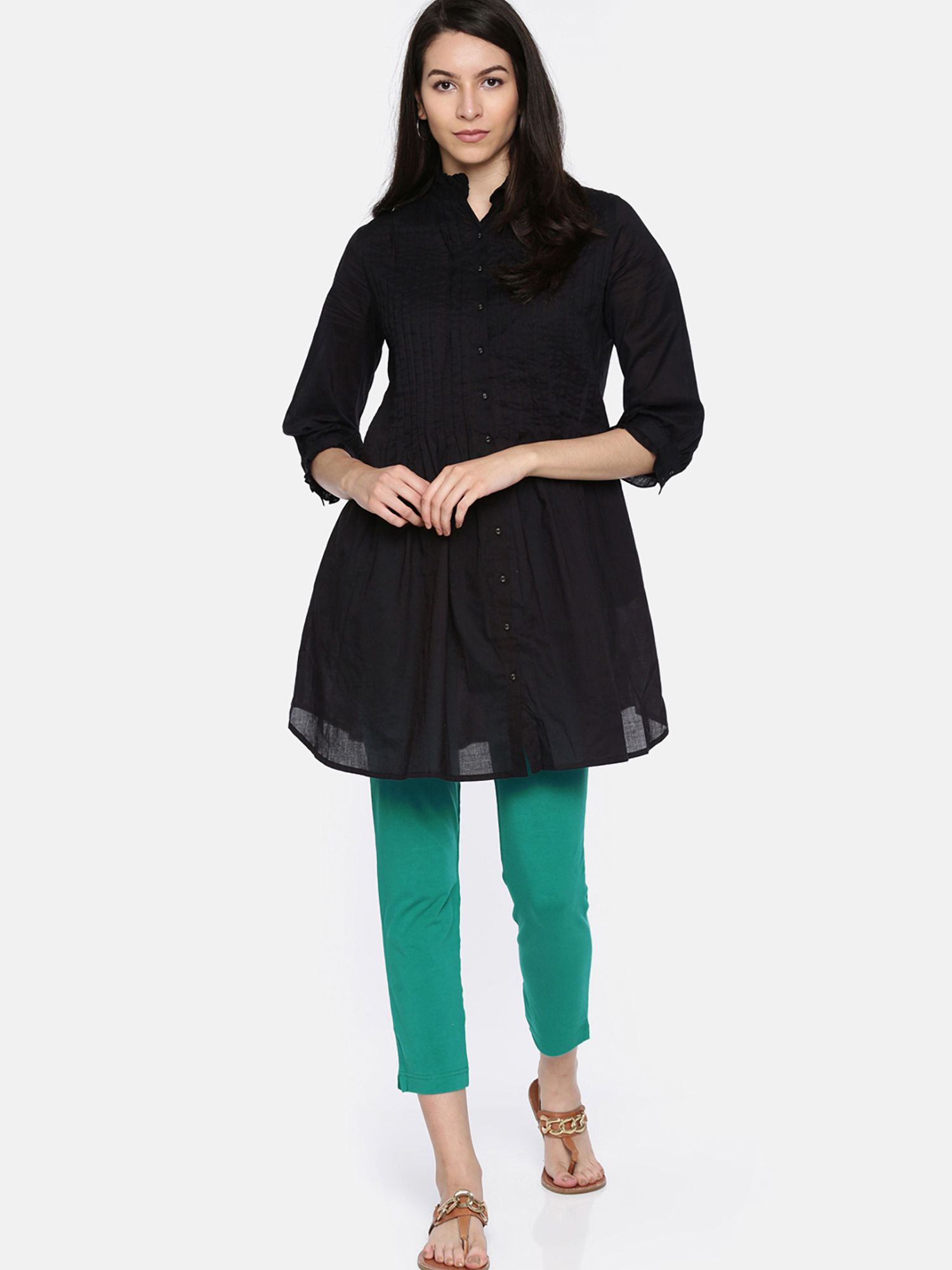 Go Colors Peacock Green Kurti Pants 