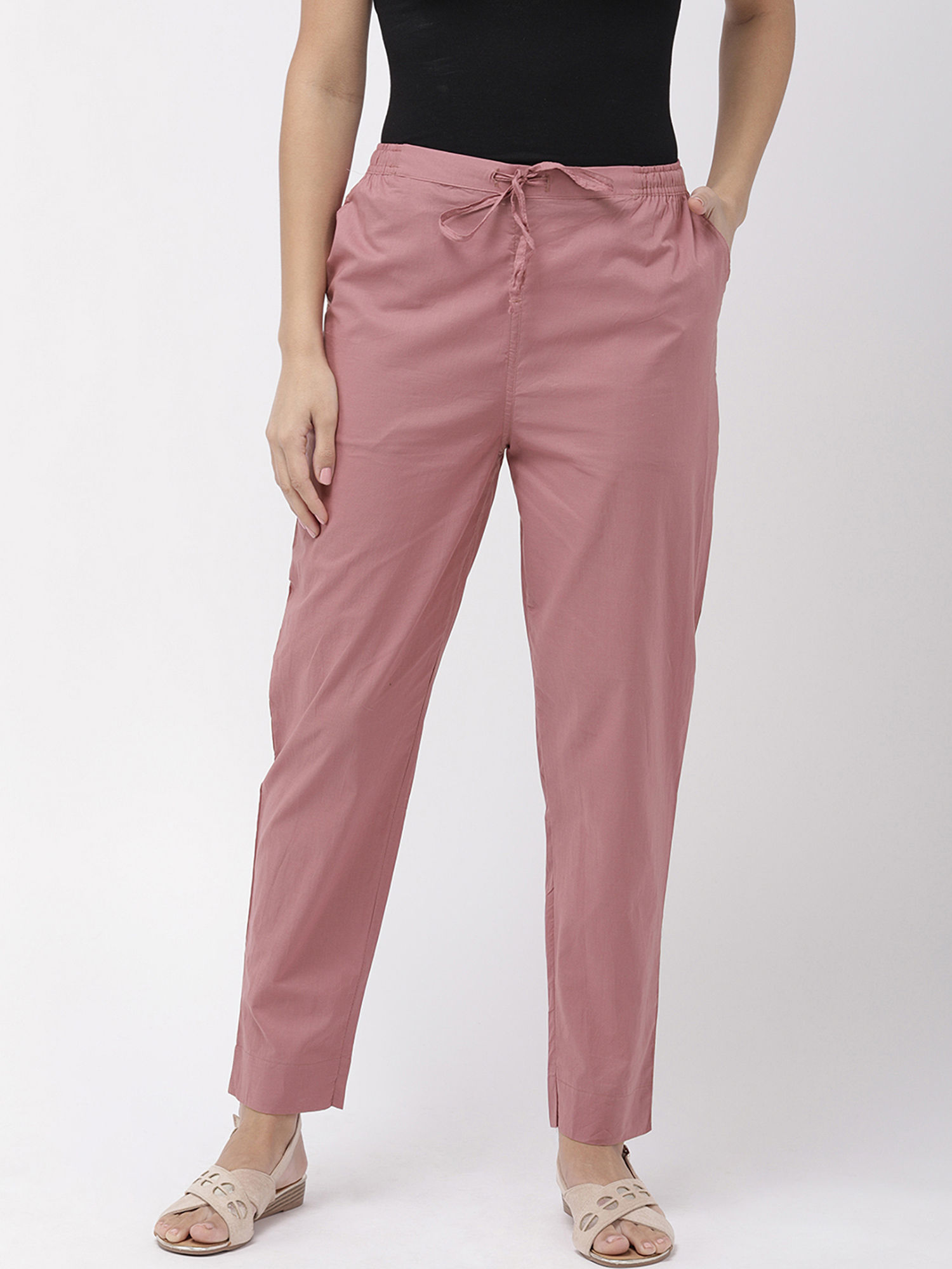 Go Colors Light Wine Cotton Pants 