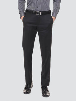 Louis Philippe - Permapress Black Solid Formal Trouser