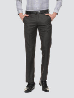 Louis Philippe - Dark Grey Self Designed Formal Trouser