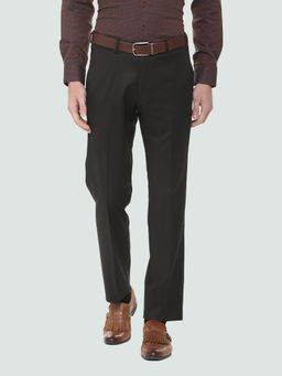Louis Philippe - Permapress Dark Grey Solid Formal Trouser