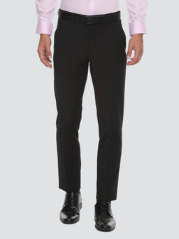 Louis Philippe - Permapress Black Self Designed Formal Trouser