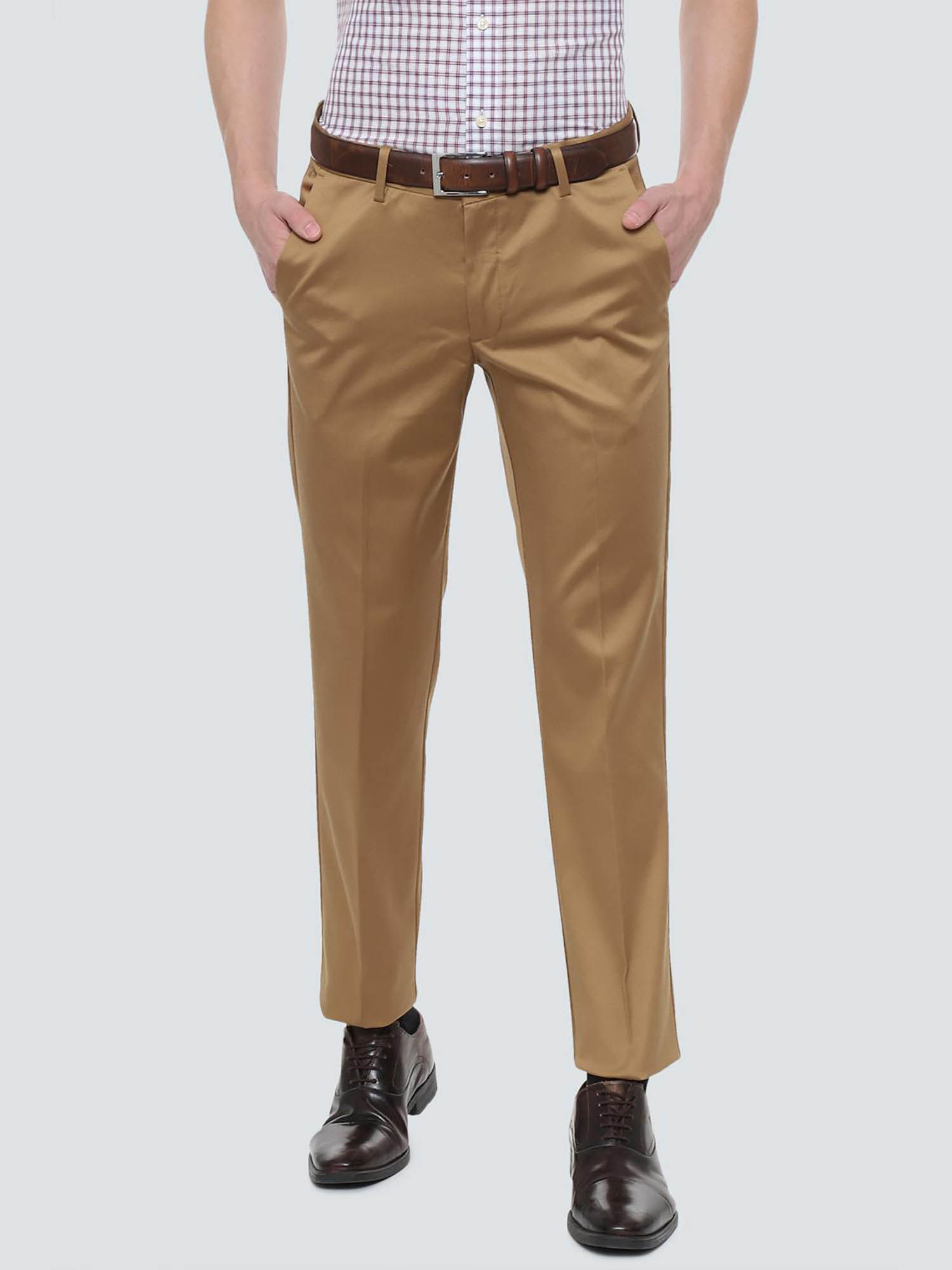 Buy Louis Philippe Khaki Solid Formal 
