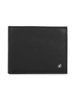 Louis Philippe - Men Black Solid Bifold Made from Premium Leather Coin Wallet (Free Size)