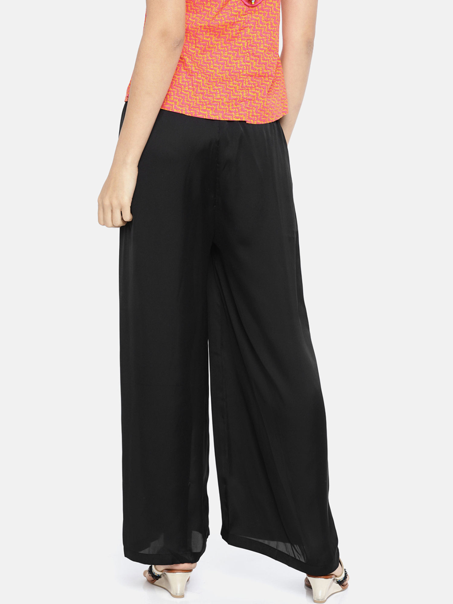 Go Colors Black Shiny Palazzo 