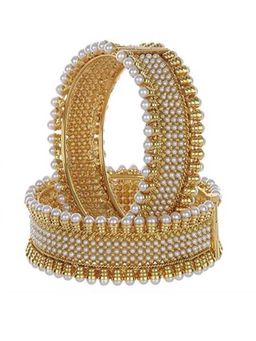 Jewels Galaxy - Delicately Designed Gold Plated Polki Bangles (Pack of 2)