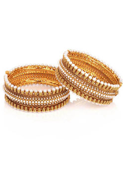 Jewels Galaxy - Delicately Designed Gold Plated Polki Bangles (Pack of 2)
