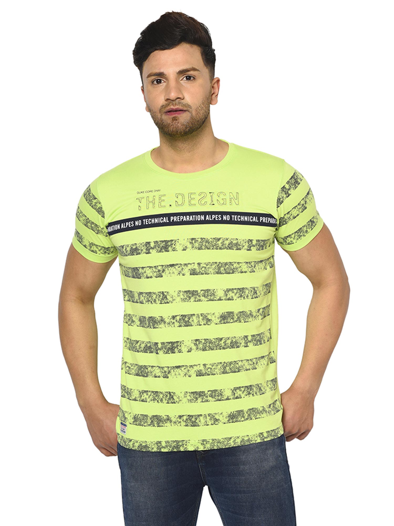 Buy Duke Green Self Design T-Shirt 