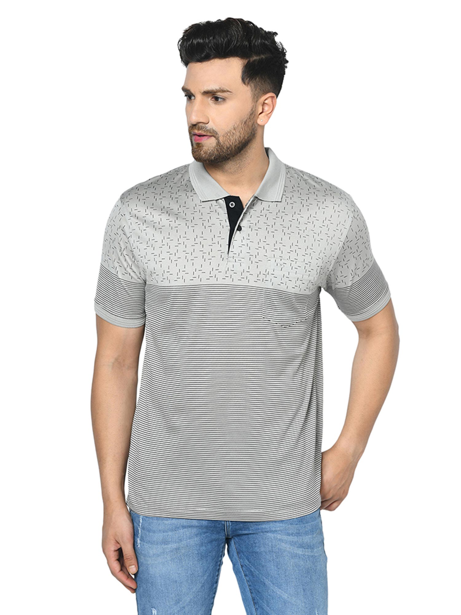 Buy Duke Grey Stripes T-Shirt Online 