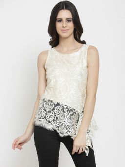 Latin Quarters - Women Cream-Coloured Self Design Top