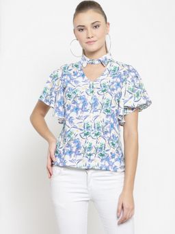Latin Quarters - Blue Printed Top