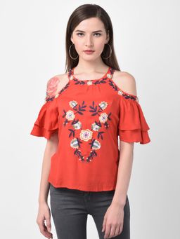 Latin Quarters - Red Embroidered Top