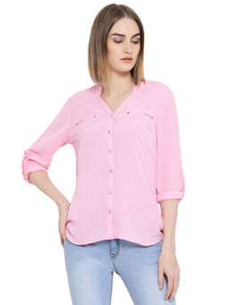 Latin Quarters - Pink Solid Long Sleeves Shirt