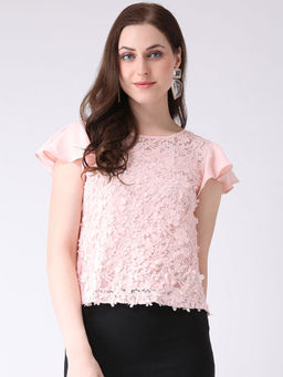 Latin Quarters - Pink Detailing Cap Sleeves Top