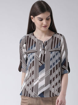 Latin Quarters - Multi-Color Printed 3/4th Sleeve Top