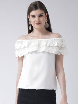 Latin Quarters - Off White Plain Cap Sleeves Top