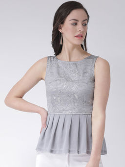 Latin Quarters - Grey Floral Sleeveless Top